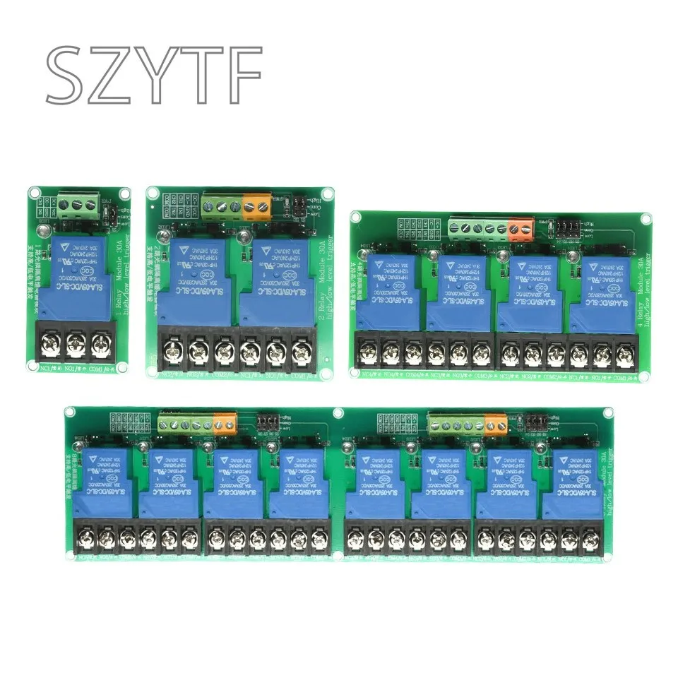 1 2 4 8 Channel Relay Module 30A With Optocoupler Isolation 5V 12V 24V Supports High And low Triger Trigger 