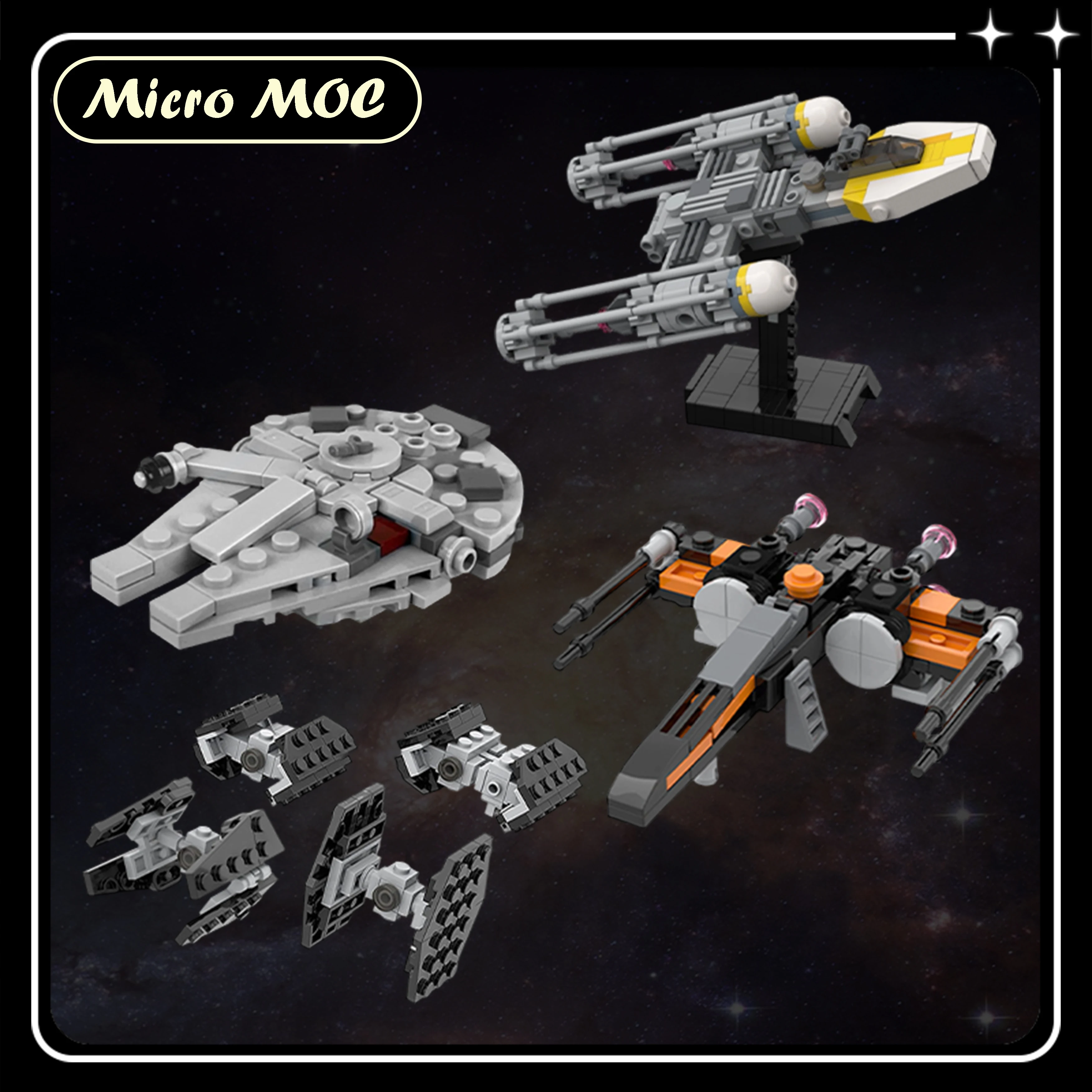 

Micro MOC Interstellar Starfighter, строительные блоки, креативный космический фильм, модель космического корабля, сделай сам, сборная игрушка, подарки, рождественские подарки