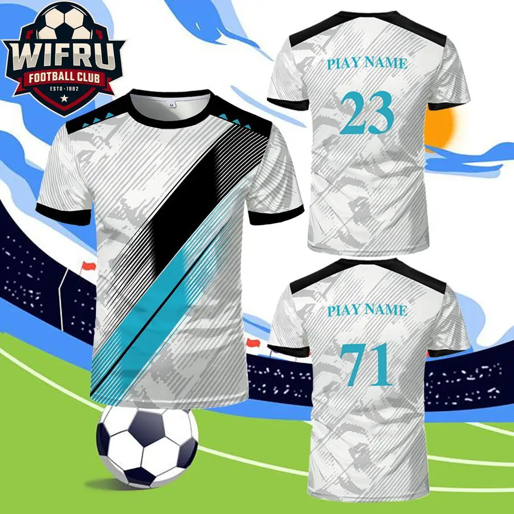 

Men's Stylish Cool Striped Football Jersey Fashion Vitality Unisex Quick-dry Running T-shirt Youth Training Custom Team Uniform