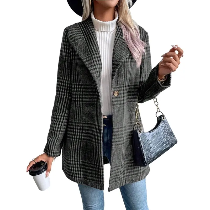 

CYL-Female Mid-Length Breasted Wool Blend Coat With Lapel, Winter Outerwear