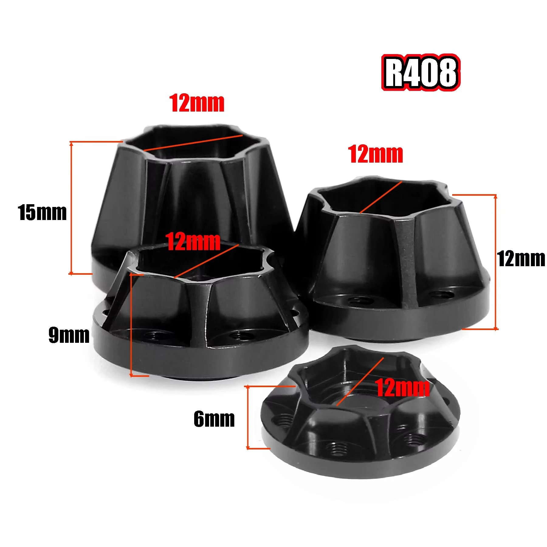4Pcs Wheel Hex Hubs of Extension Combiner 6 9 12 15mm for Traxxas Tamiya CC01 D90 Axial SCX10  TRX4 1.9 or 2.2 Inch Wheel Hub
