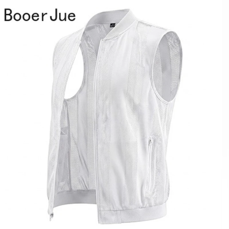 Outdoor Hiking Climbing Summer Men Mesh Hollow Waistcoat Breathable Sports Coat High-Quality Design Leisure Men's Biker Vests