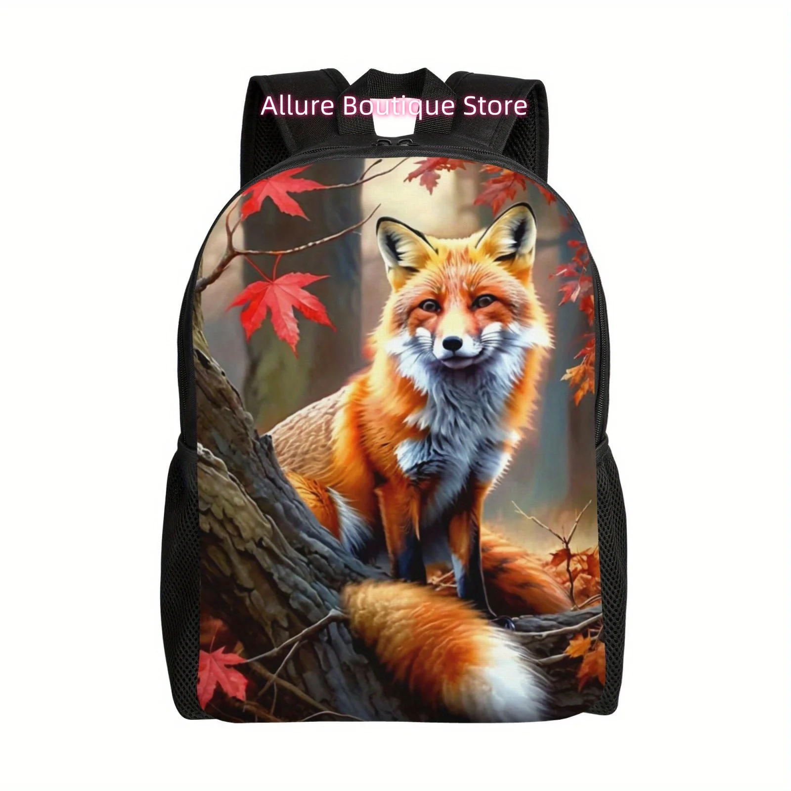 Resting Fox Print Backpack, Book Bag for Men And Women, Lightweight Adjustable Backpack, Large Capacity Laptop Bag for School, W