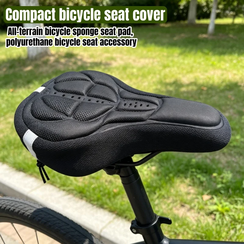 Bicycle seat pad, 3D soft riding seat cover, thick sponge seat cushion, suitable for mountain bikes (MTB), bicycle accessories