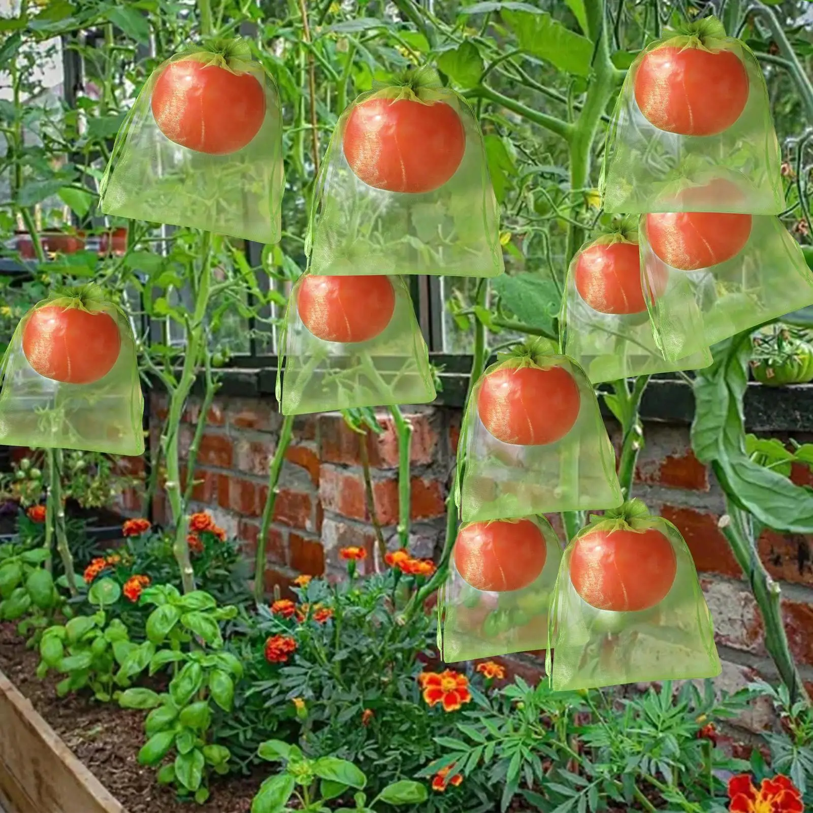 Mesh Bags For Vegetables 200 Pieces Drawstring Fruit Bags Home Daily Supplies For Gathering Tomatoes Vegetables Trellis