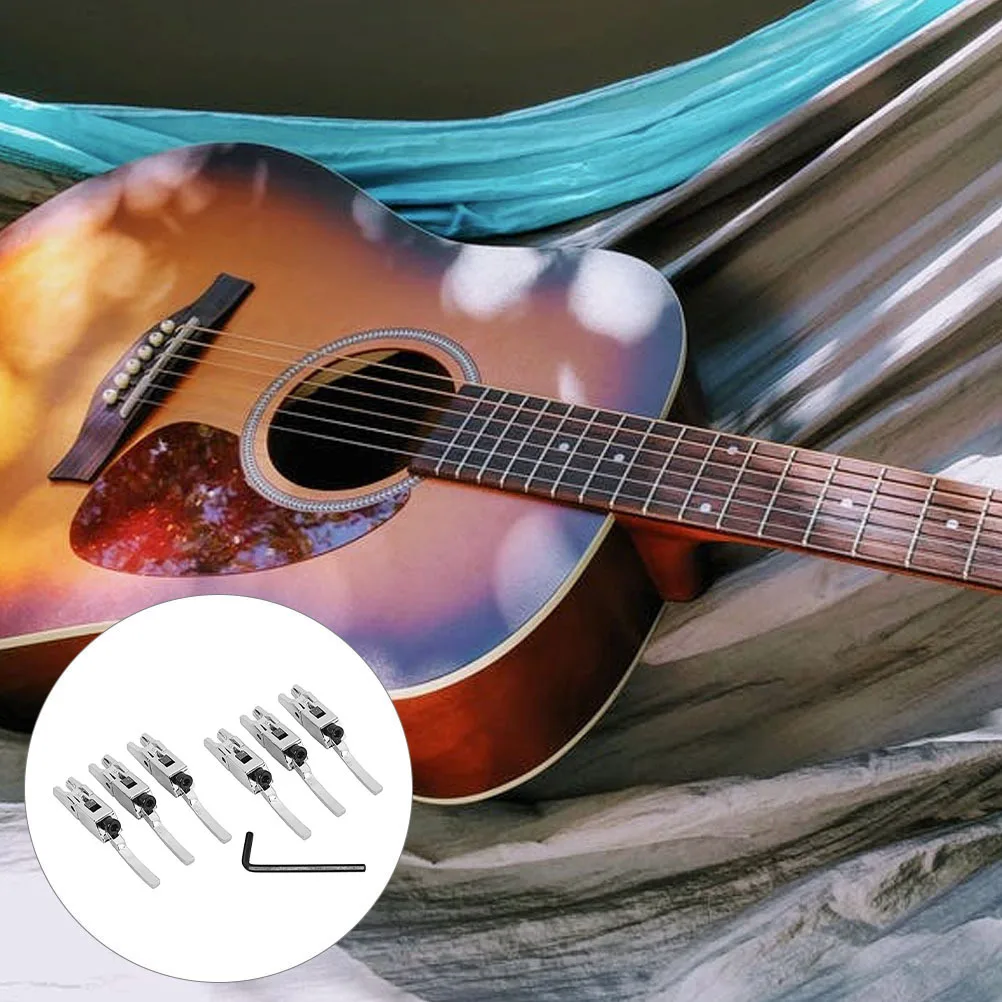

6Pcs Tremolo Bridge String Saddles Metal Replacement for Electric Guitar Durable Locked Bridge Parts Improve Tone Sustain Guitar