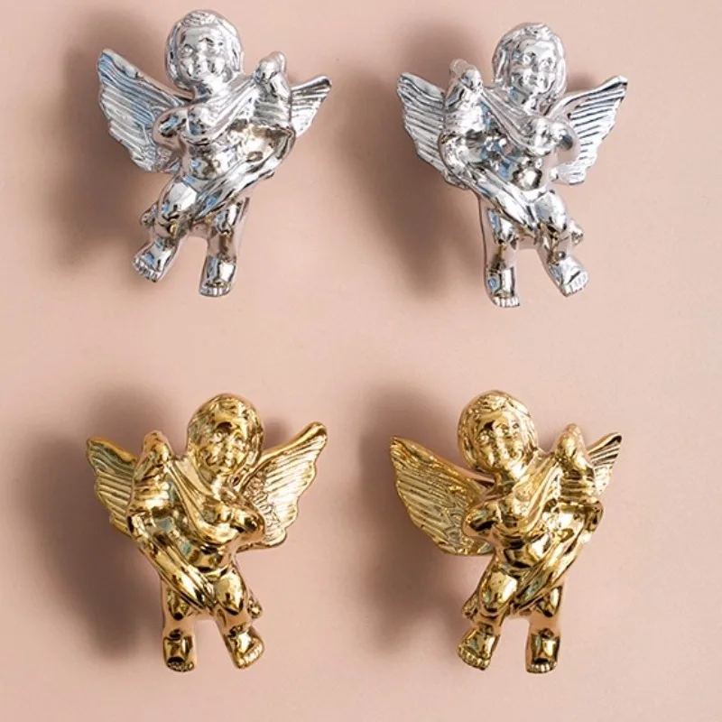 

Solid Brass Creative Little Angel Cabinet Pull – PVD Gold & Chrome Silver Finishes, for Kids' Room Dressers & Drawers