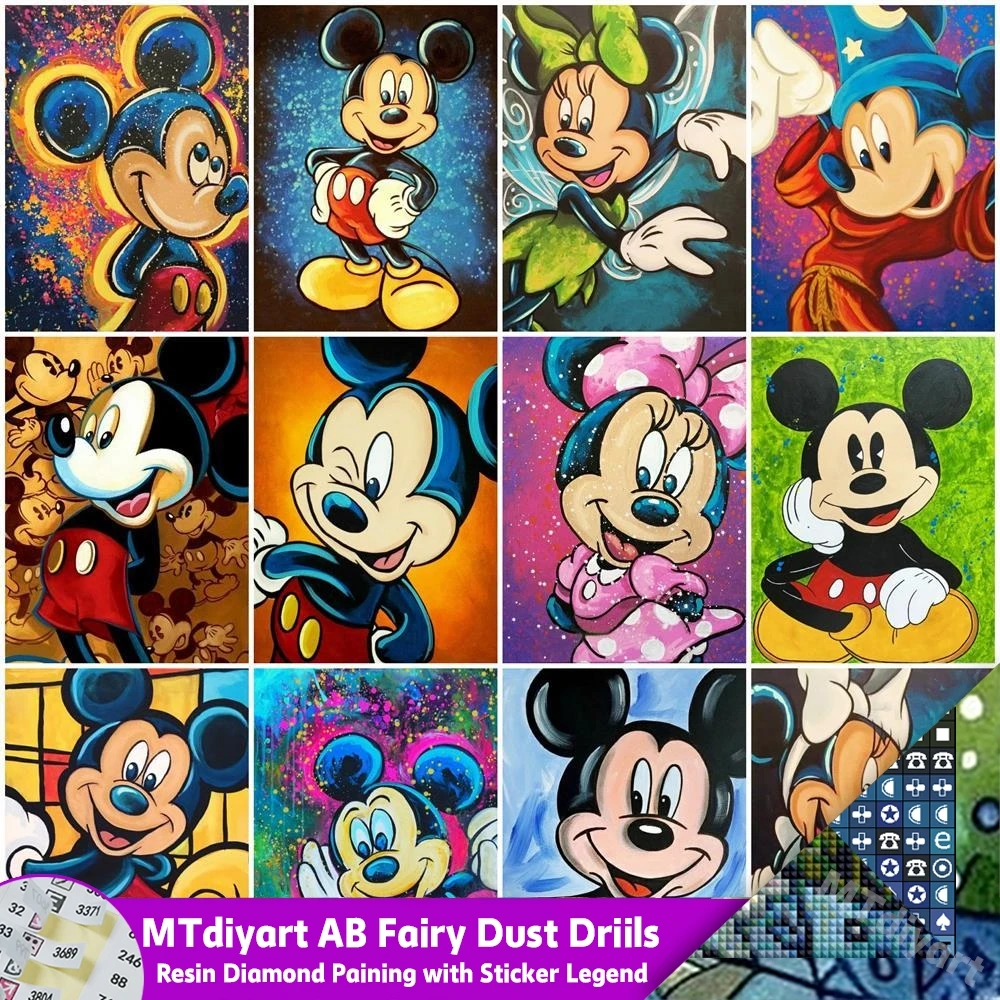 Mickey Mouse Minnie Resin Diamond Painting Fairy Dust AB Sticker Legend Cartoon Disney Home Decoration