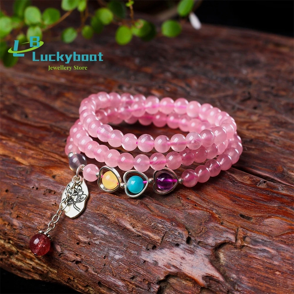 

Pink Crystal Bracelet Female Horse Multi-circle l New Year's Lucky Jewelry