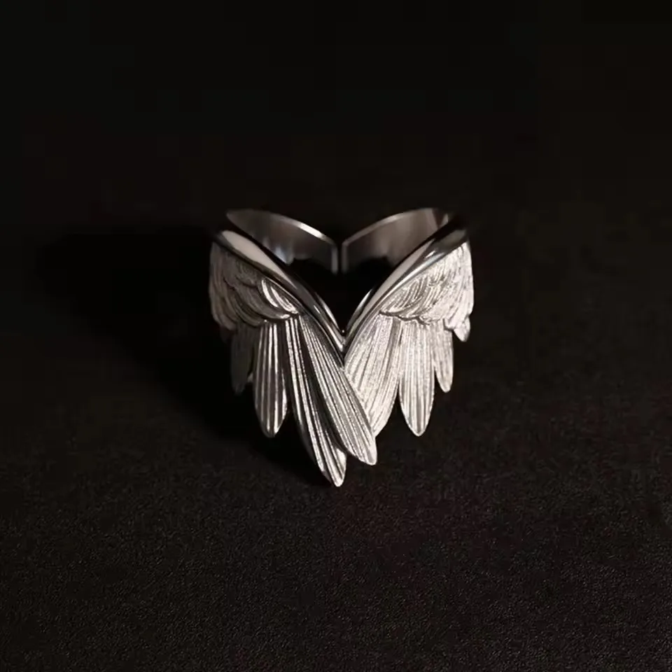 2025 Retro Angel Wings Ring For Women Girls Punk Gothic Adjustable Open Ring Handmade Designer Jewelry Accessories Gift