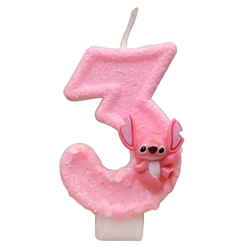جديد ديزني أنيمي ليلو وستيتش شمعة رقمية Kawaii غرزة الملاك الأطفال تحت عنوان شموع الحفلات الوردي فتاة هدايا الحفلات
