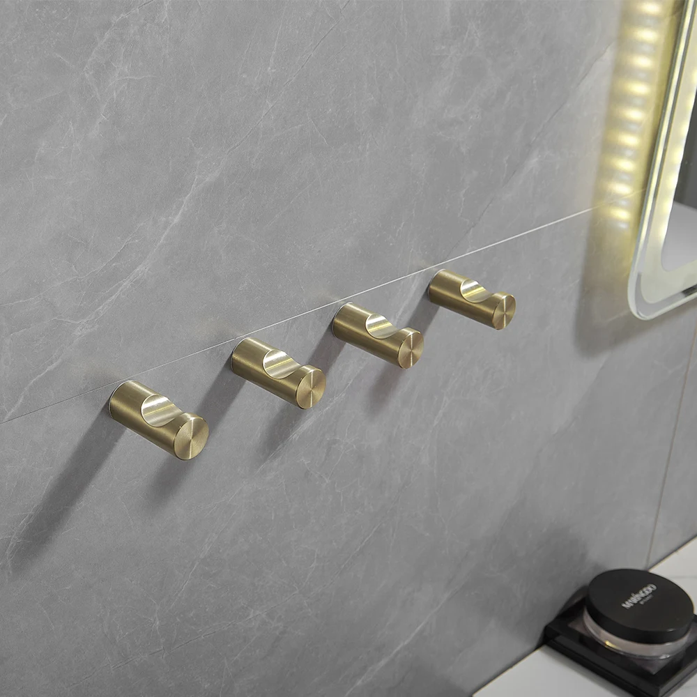 

Bathroom SS Brushed Gold Wall Mount Clothes Hook Small Towel Hanger