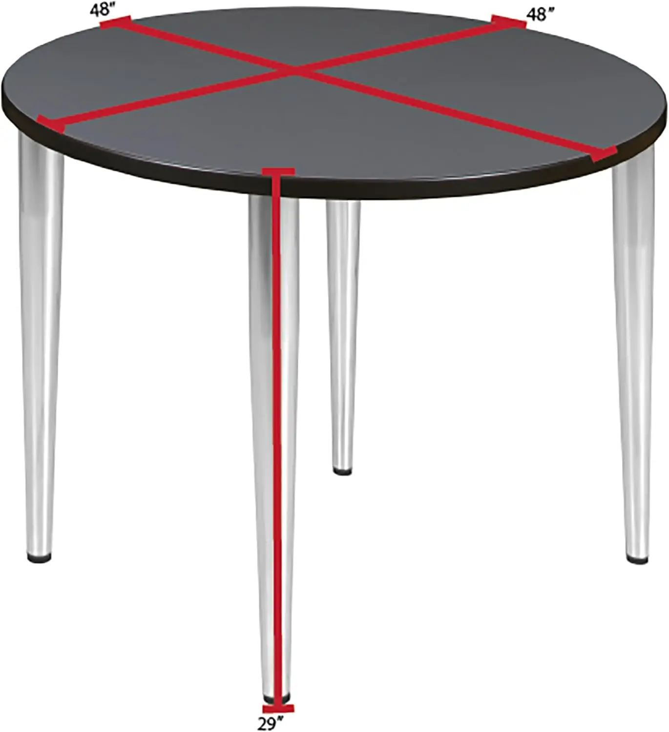 Kahlo-Round Breakroom Tabela Set, 48 ", cinza, cromo, Borgonha