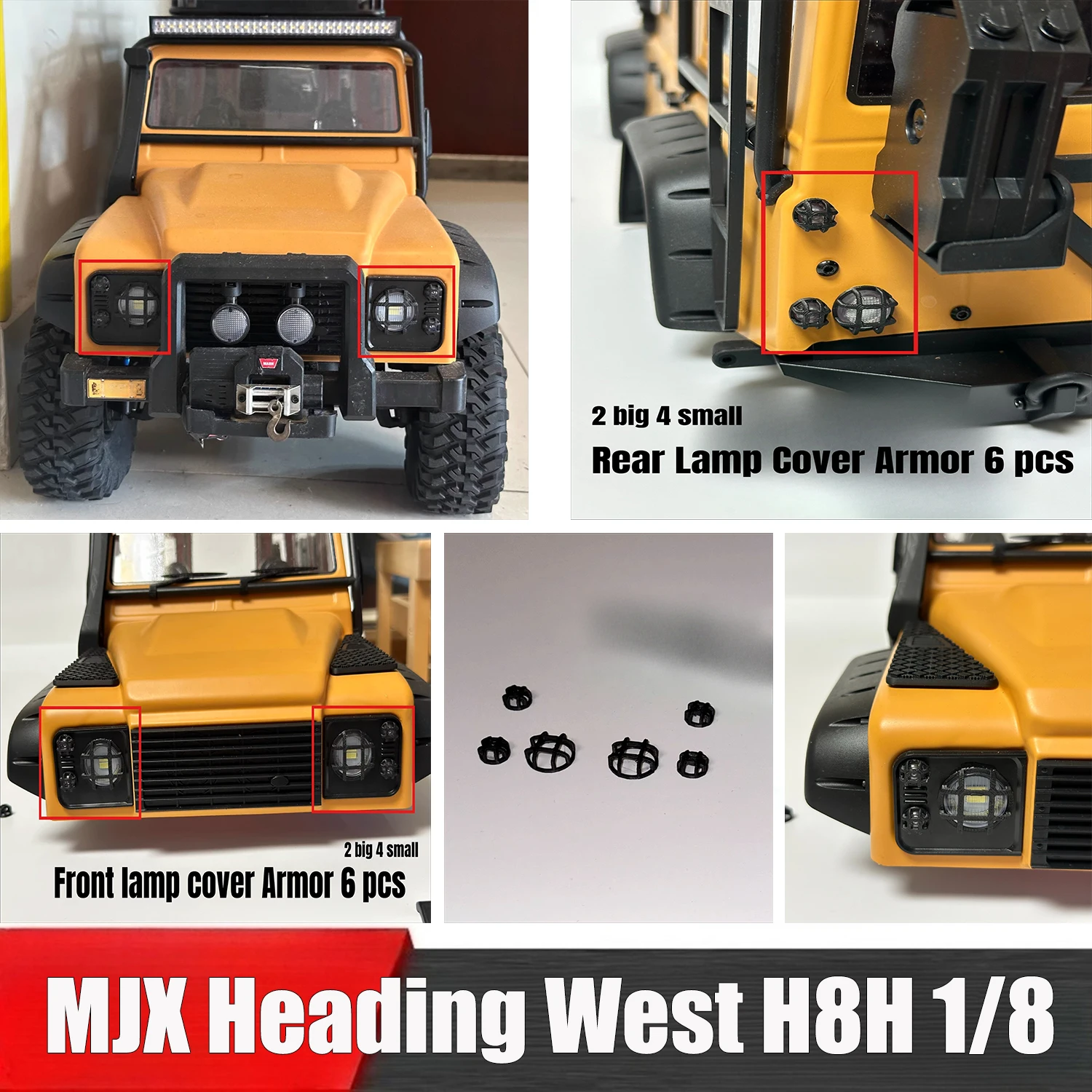 MJX Heading West H8H 1/8 RC Car Spare Parts Front and Rear Turn Lamp Covers Rear Taillight Protection Modification Accessories