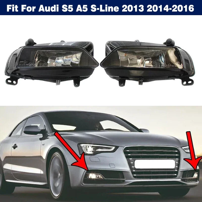 For AUDI A5 S-Line S5 2013 2014 2015 2016 Left Right Car Front Fog Light Halogen Fog Lamp Clear w/Bulds 8T0941699G 8T0 941 700G