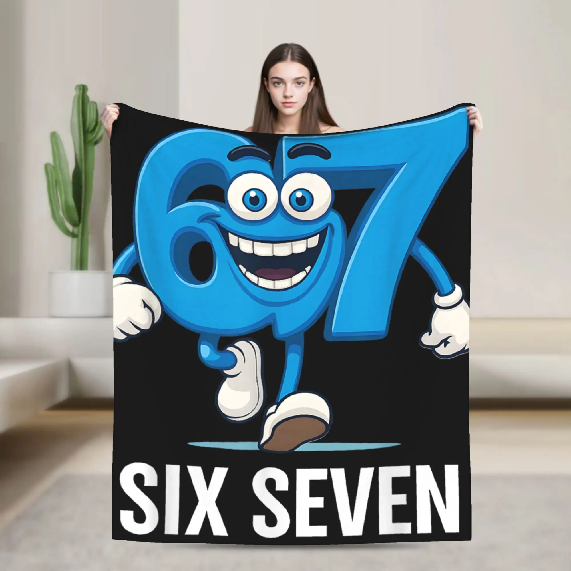 67 Six Seven Funny Italian Brainrot Gaming Viral Meme Flannel Blanket Winter Soft Throw Blanket for Boy Outdoor Street Bedspread