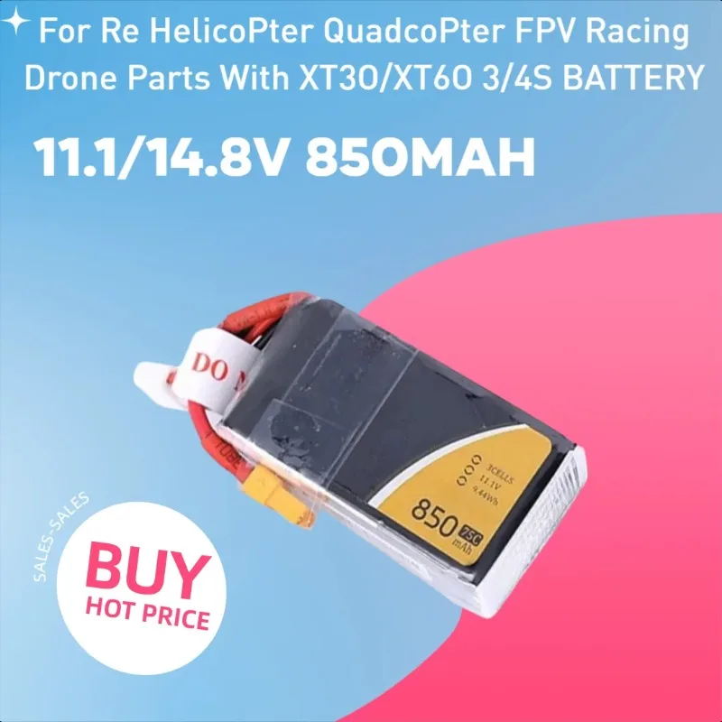 

3S/4S 11.1/14.8V 850mAh 75C LiPo Battery for RC Helicopter Quadcopter FPV Racing Drone Parts with XT30/XT60 3/4S BATTERY