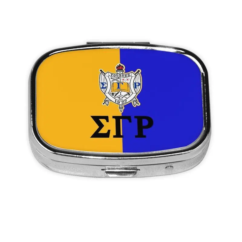 

Квадратный футляр для таблеток Sigma Gamma Rho Sorority 1922 SGR, портативный контейнер для витаминов и лекарств с 2 отделениями для путешествий
