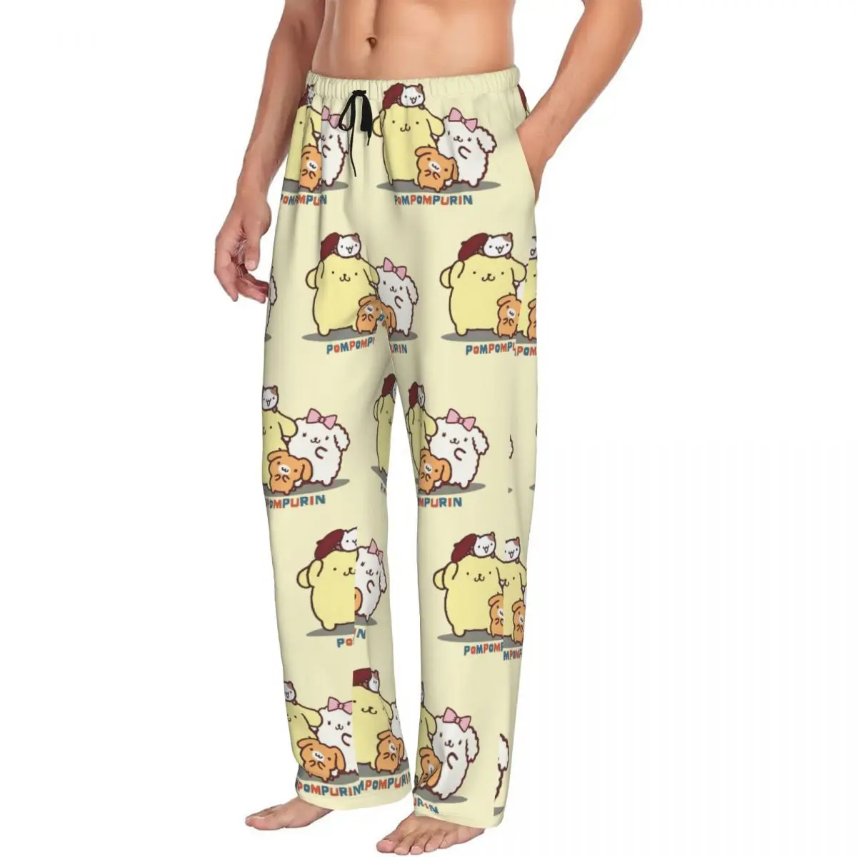 Custom Pompompurin Pajama Pants Men Kawaii Lounge Sleep Drawstring Sleepwear Bottoms with Pockets