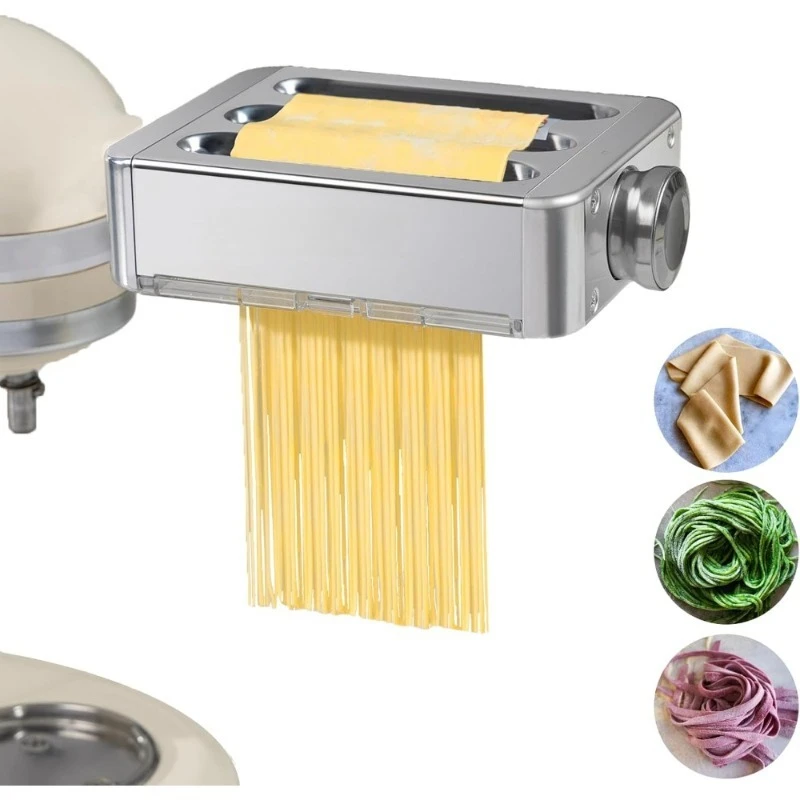 

3 in 1 Metal Pasta Maker Attachment for Stand Mixer Adjustable Roller for Fettuccine Linguine and Pasta Sheets