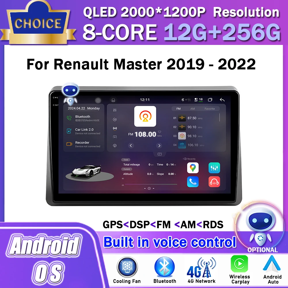 

10.1 inch Android OS for Renault Master 2019 - 2022 Car Radio Multimedia Stereo Player GPS Navigation Wireless Carplay WiFi BT