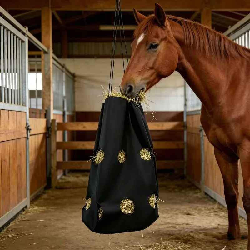 Durable 600D Polyester Hay Feeder Bag Portable Slow Eating Design Horse Cattle Sheep Feeding Storage Pouch