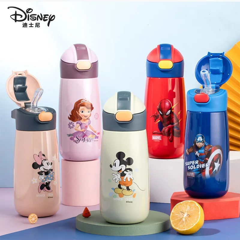 

Disney Mickey Minnie Kids Thermos Mug Spider-Man 316 Stainless Steel Vacuum Flasks for baby Children water cups with straw&spout