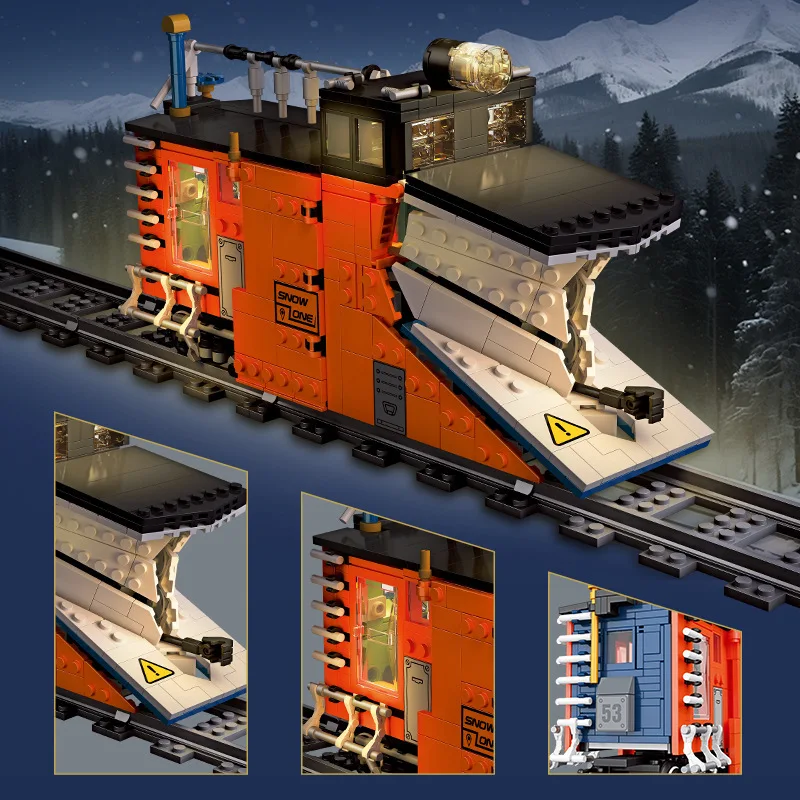 

IN STOCK 59095 MOC Technical Snow Plow Locomotive Building Blocks Assembling Train Bricks Model Toys for Boys Christmas Gift Set