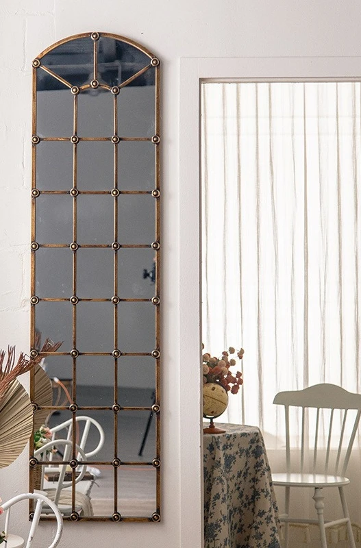 

Retro imitation copper full-body mirror, clothing store wrought iron old fitting mirror, homestay hotel washstand mirror