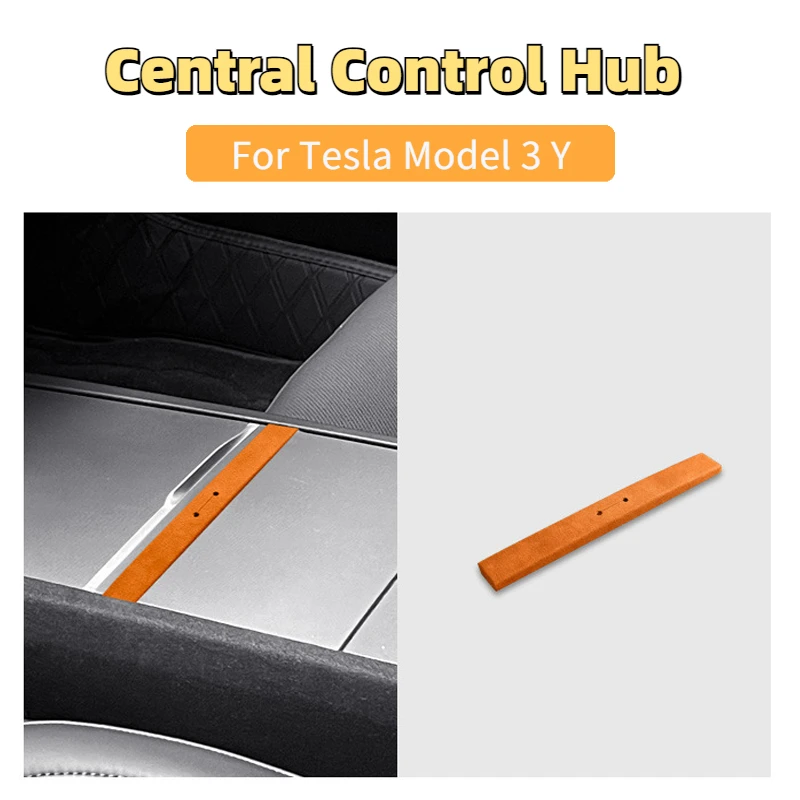 Central Control Hub for Tesla Model 3 Y Alcantara Suede Mobile Phone Charging Cable Hub Threading Box Car Accessories 2017-2023