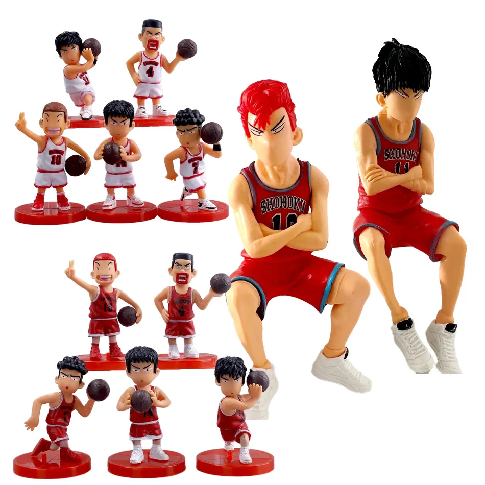 Slam Dunk Q Edition Five Piece Set Sakuragi Hanamichi Ryukawa Maple Shobei Basketball Team Doll Handmade Ornament Car Decoration