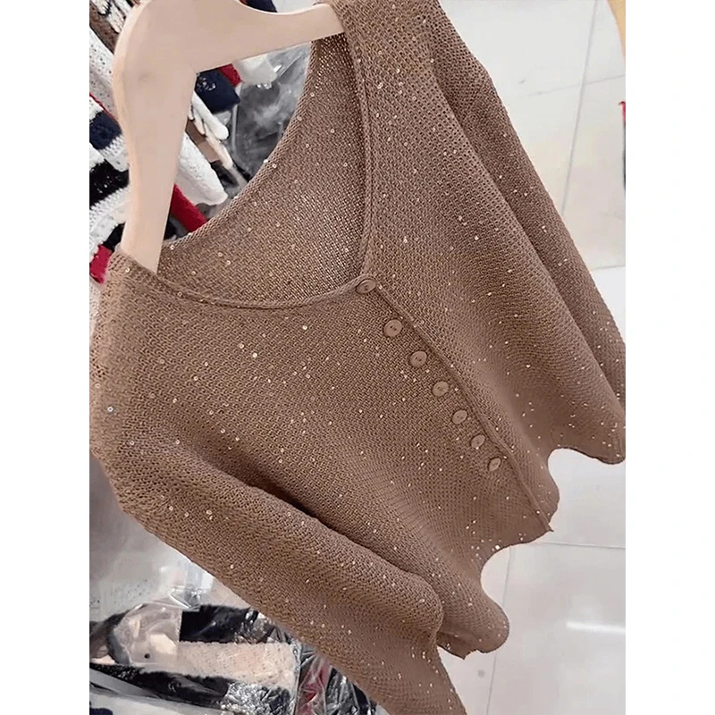 كارديجان نسائي أنيق وبسيط محبوك بياقة على شكل V وأكمام طويلة، فضفاض للخريف، متعدد الاستخدامات بأزرار أمامية للارتداء اليومي