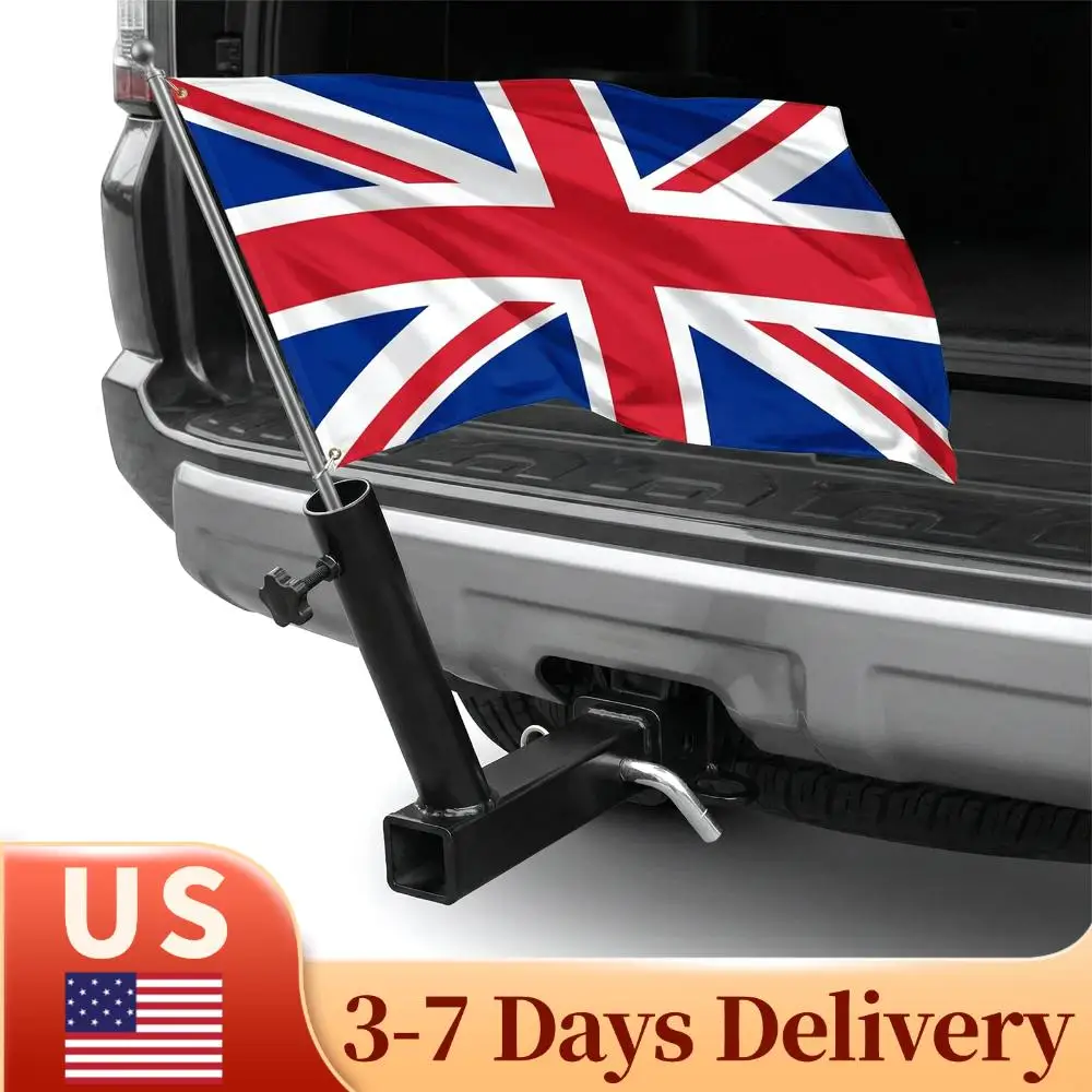 

Car Mount Flagpole Bracket Multi-Purpose Iron Exterior Rear Trunk Trailer Hook Compatible with Standard 2 Inch Hitch Receiver