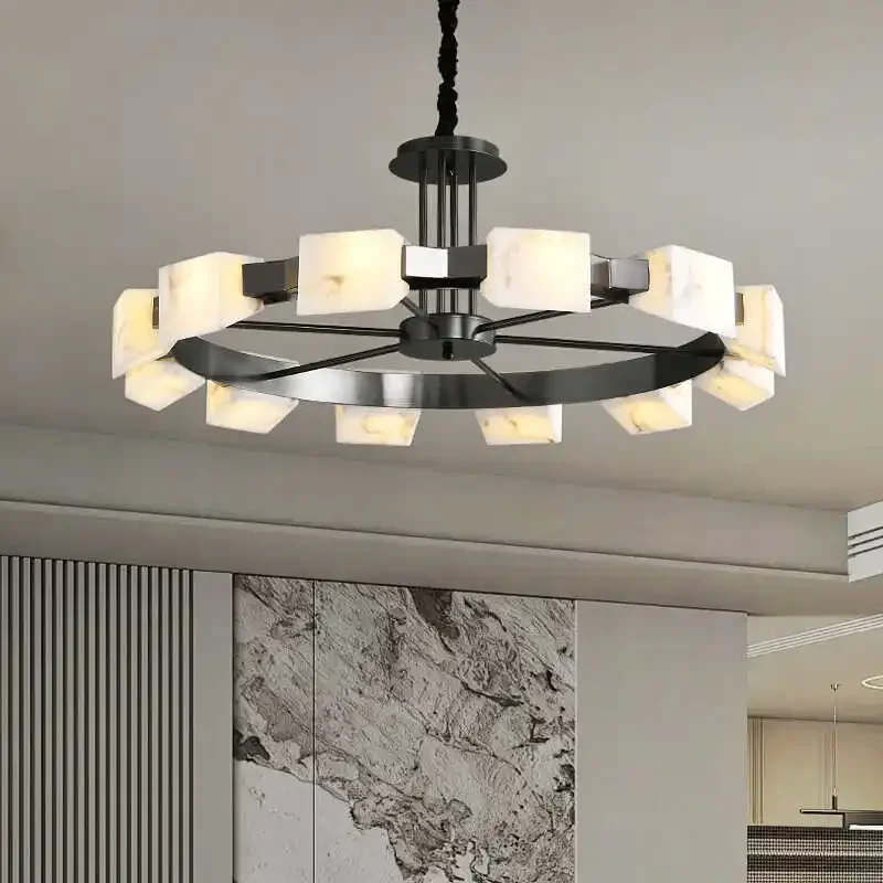 Spanish marble living room pendant lamp modern light luxury and grand bedroom dining room lamp model room master bedroom lamp