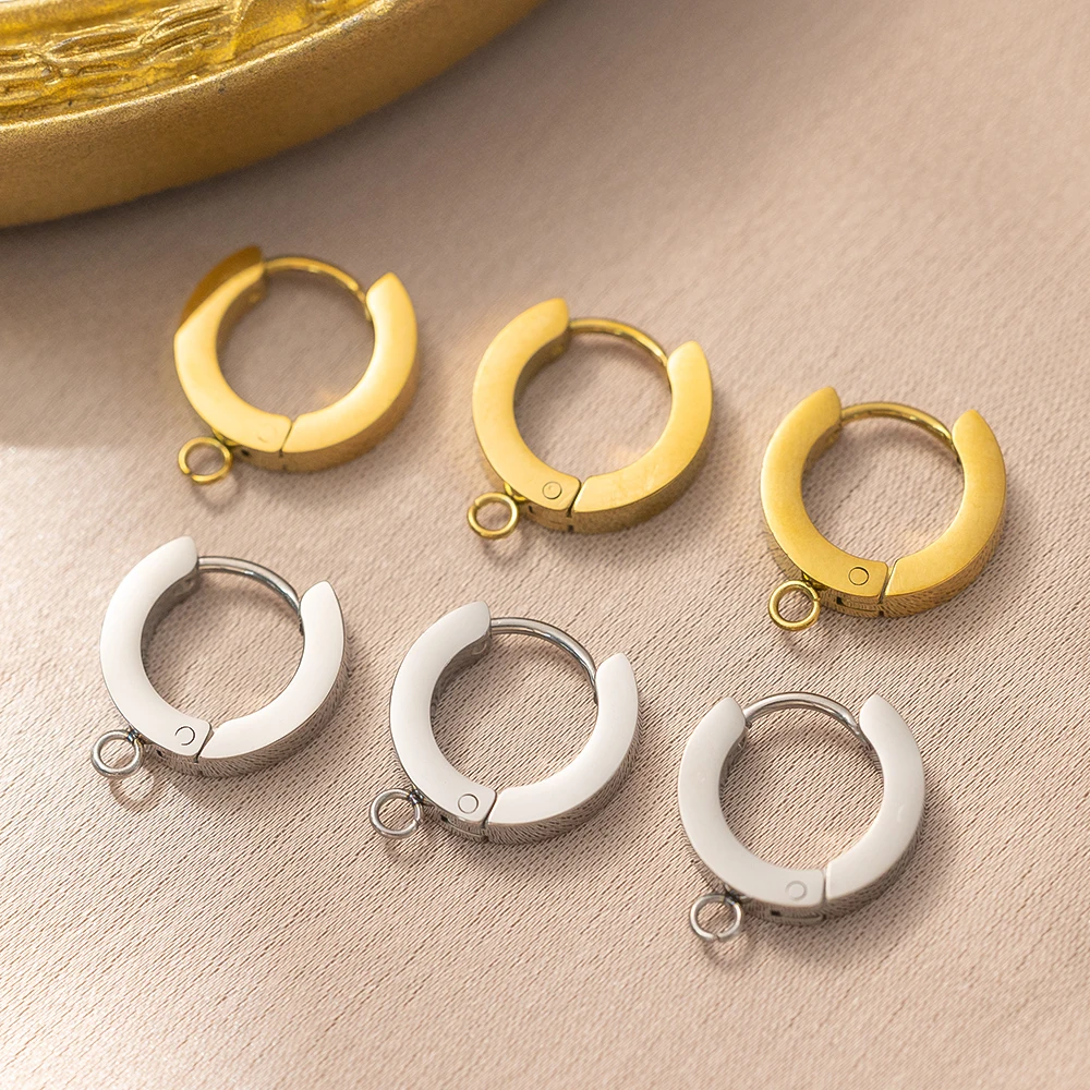 

10Pcs/Lot Stainless Steel Hoop Round Earrings with Loop for DIY Handmade Earrings Jewelry Making Supplies Accessories Findings