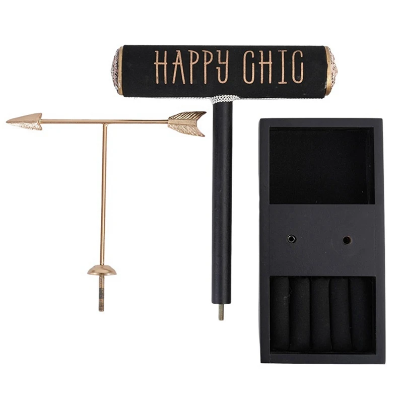 رف عرض المجوهرات الأوروبي العتيق ، رأس السهم القابل للإزالة ، منظم حلقات القرط ، سوار ورف الساعة #4