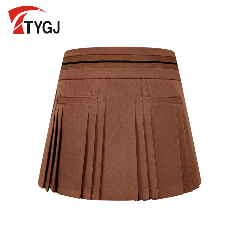 TTYGJ High-waisted Golf Skirt for Women Anti-exposure A-line Skirt Ladies Solid Pleated Skorts Girls Autumn Winter Golf Culottes