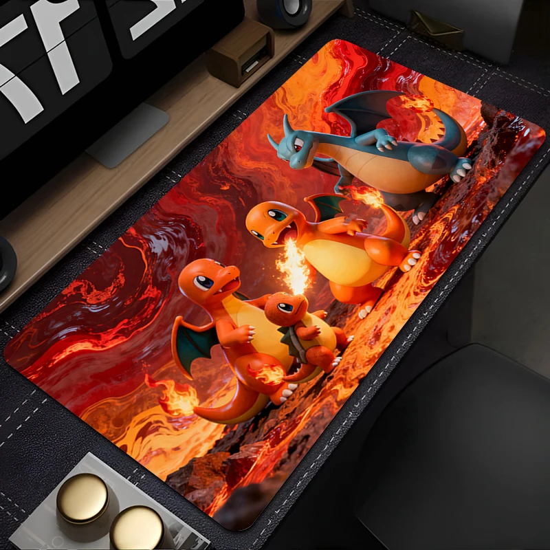 Mouse Pad Lock Edge Gamer Gaming Accessories Varmilo Keyboard Pad Computer Rubber Desk Mat Carpet P-Pokemons Charizard Mousepad
