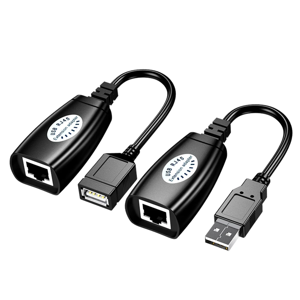 2 Stück USB zu RJ45 LAN Kabel verlängerung Adapter Extender über Cat5 RJ45 Cat6 Patchkabel schwarz Netzwerk zubehör