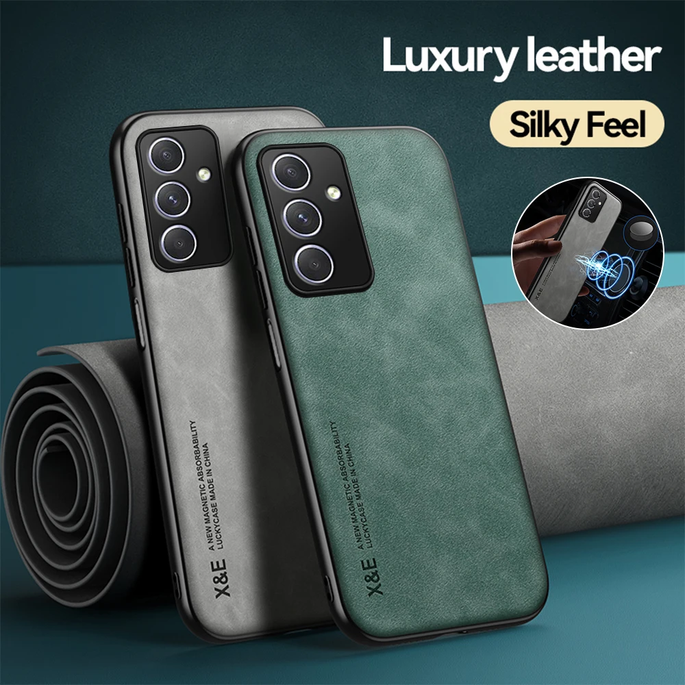 Magnetic Sheepskin Leather Case For Samsung Galaxy A34 A54 A14 A 54 34 14 5G SamsungA54 Cover Back Protection Phone Shell Fundas