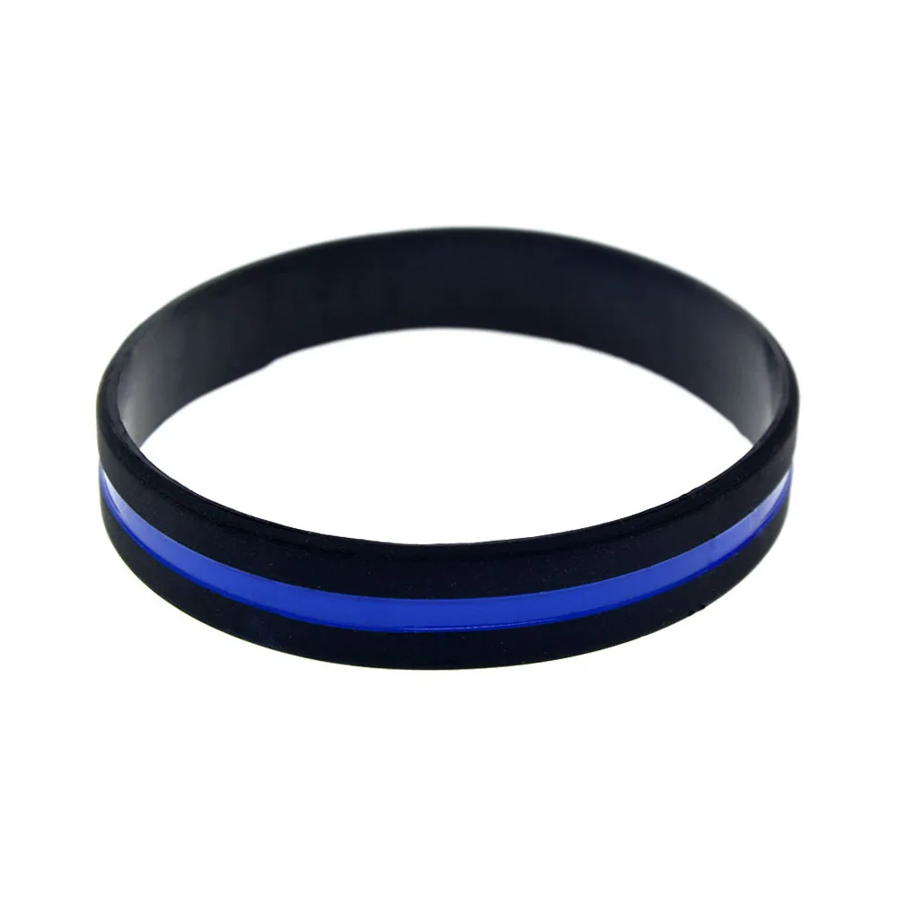 1 PC Back The Blue Line Silikon-Armband, Sport-Gummiarmband, schwarz, Erwachsenengröße – Detail 8