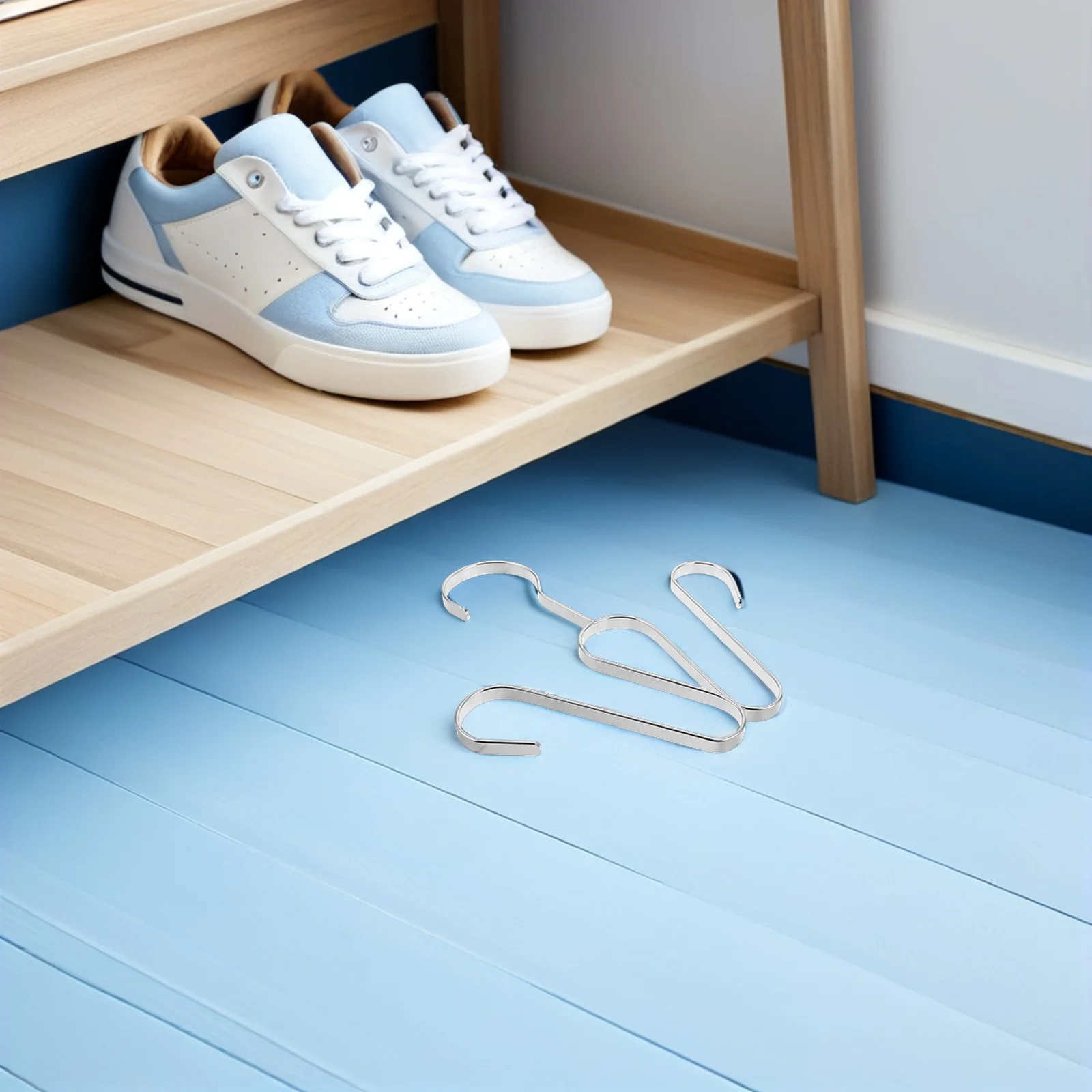 

4Pcs Stainless Steel Shoe Hanger Double Hook Organizer Closet Rack for Sneaker Slipper Boot Drying Storage Shoe Holder for Wall