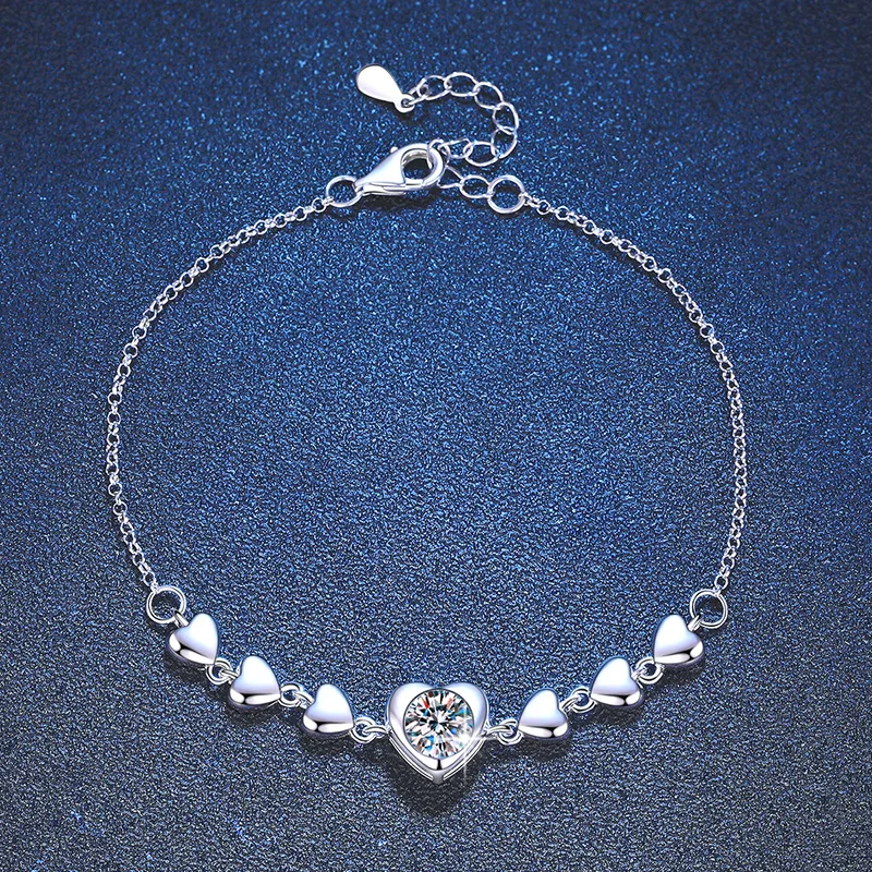 

Platinum PT950 18K Gold Bracelet Women's Moissanite Bracelet D Color 1 Carat Love Angel Love Moissanite Bracelet Women