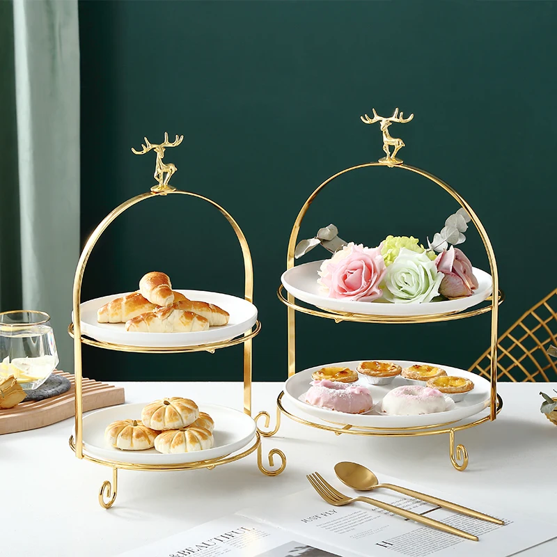 

Nordic light luxury living room snack storage pad plate multi-layer cake dessert table display stand afternoon tea snack fruit p