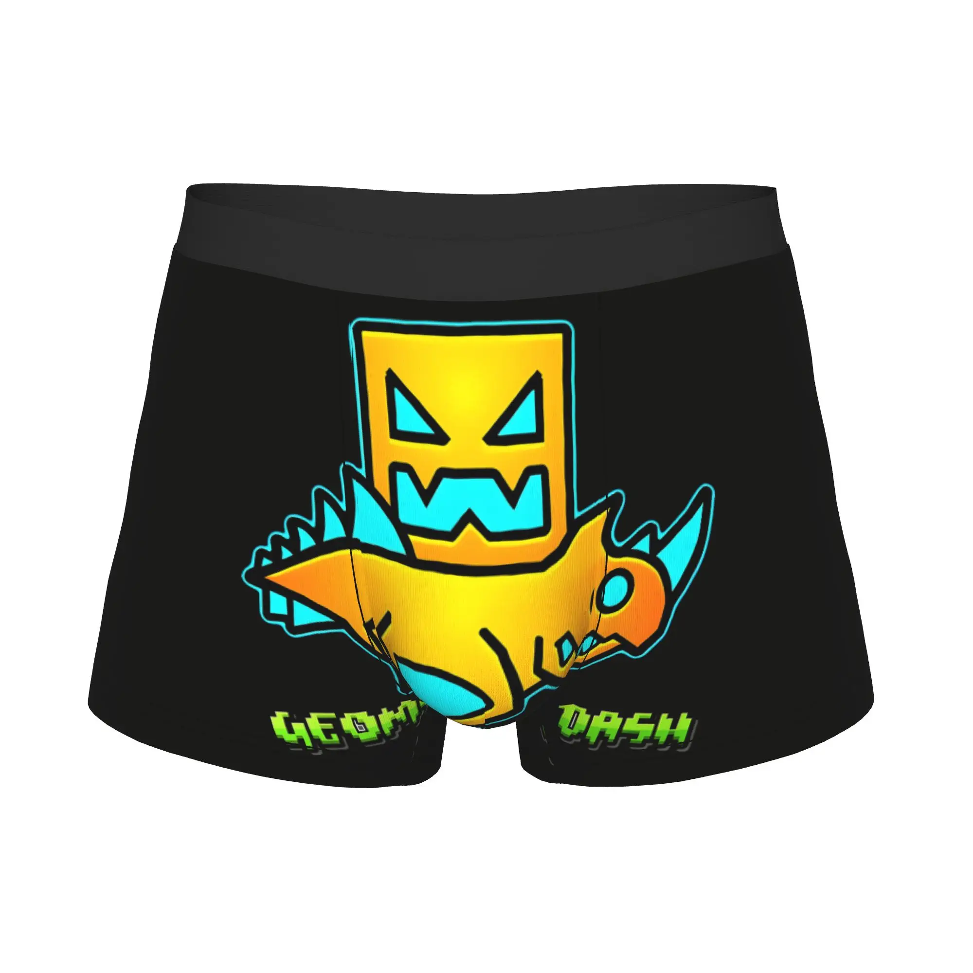 Male Cool Cube Dinosaur Underwear Geometry Dash Boxer Briefs Breathable Shorts Panties Underpants