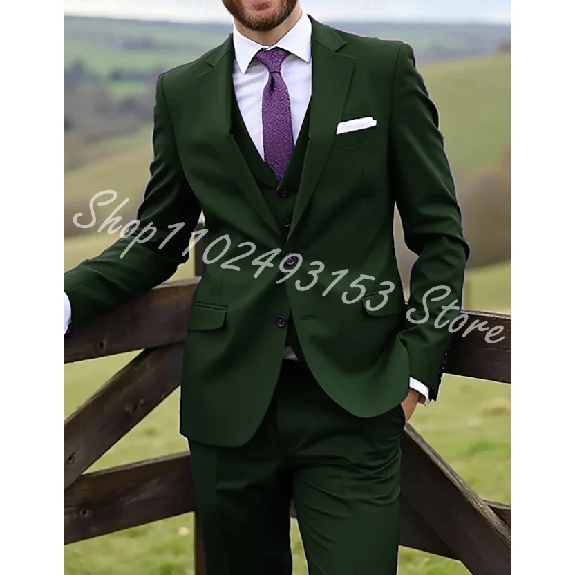 Men's Wedding Business Suits Royal Blue Fashion Formal Standard Fit 3 Piece Single Breasted Groom Tuxedos Trajes De Hombre