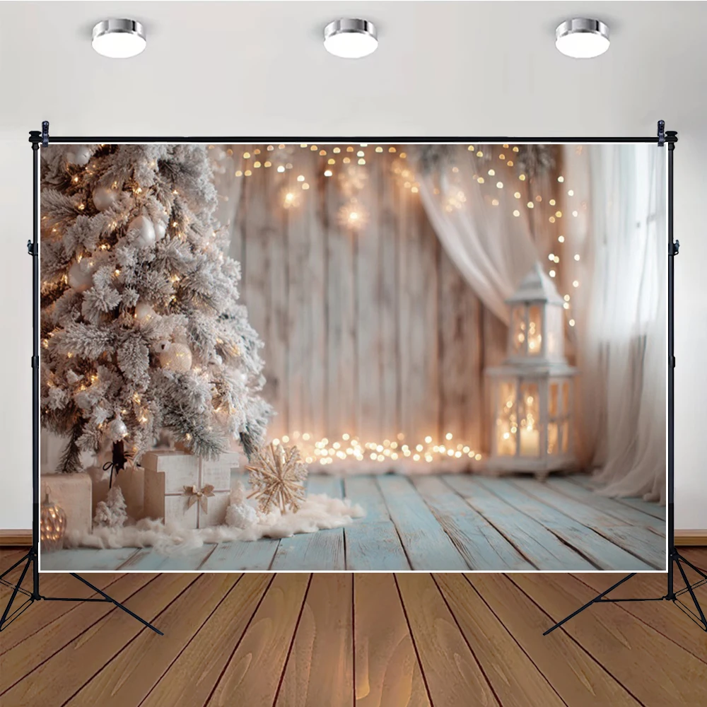 

MOON.QG Backdrop Gifts Wooden Christmas Room Xmas Trees Backgrounds For Photographs Photobooth Wallpaper Props Baby Photo Booth