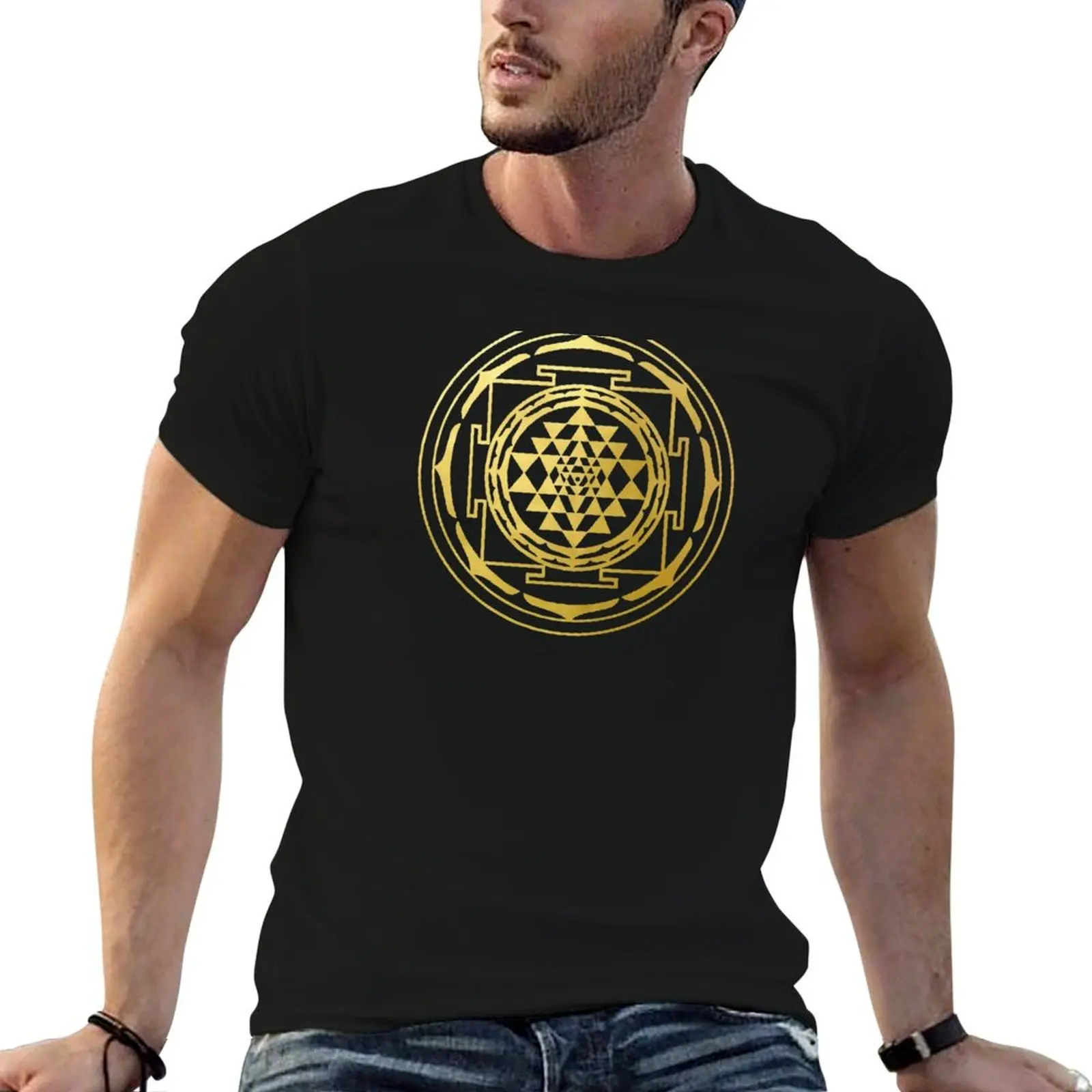 

Sri Celtic sacred geometry esoteric gold protection Yantra The symbol mandala man T-Shirt shirt t designer