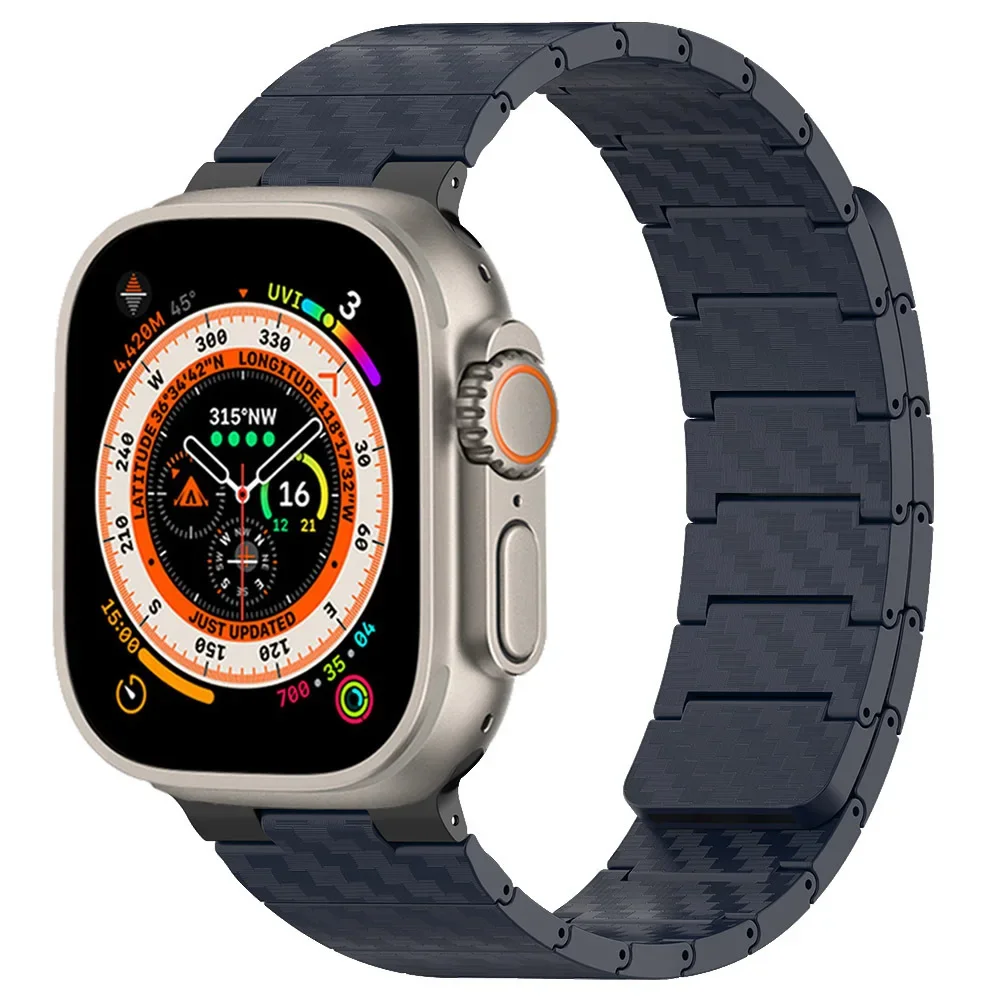Carbon Fiber Magnetic Strap For Apple Watch Ultra 49mm Band 45mm 44mm 42mm 40mm 41mm 38mm 8 7 SE 6 5 4 3 SE Lightweight Bracelet