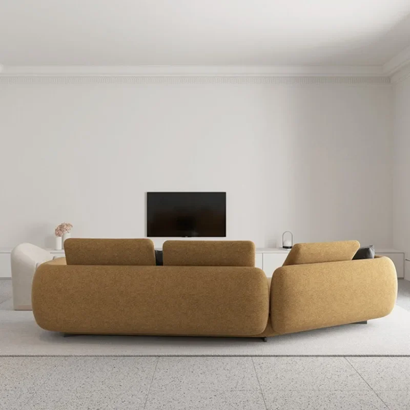 Cream style, Nordic minimalist Internet celebrity models, large villas, living room lamb wool sofa